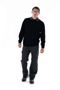man wearing ArcBan® Black Sweatshirt walking